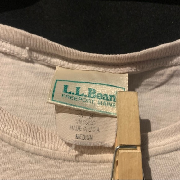 LL BEAN Flower Print Womens S/S Used T Shirt Sz M 90s White Stain 20x23 - Picture 3 of 5